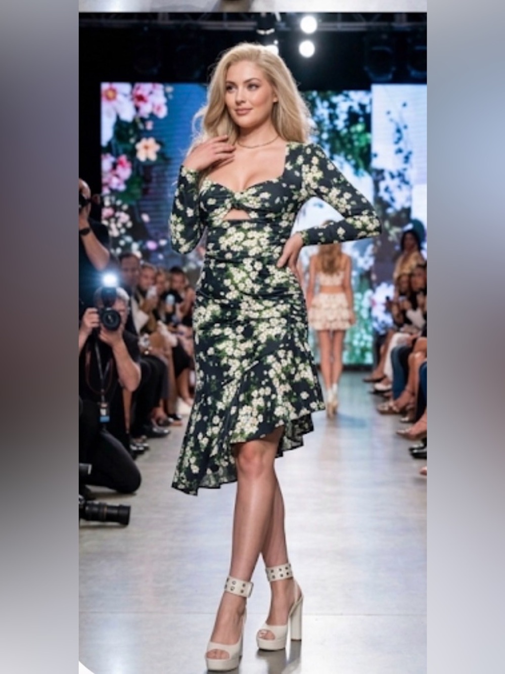 MICHAEL KORS COLLECTION NWT Daisy Ruched Satin Jersey Dress Runway Size 0 - Picture 8 of 17